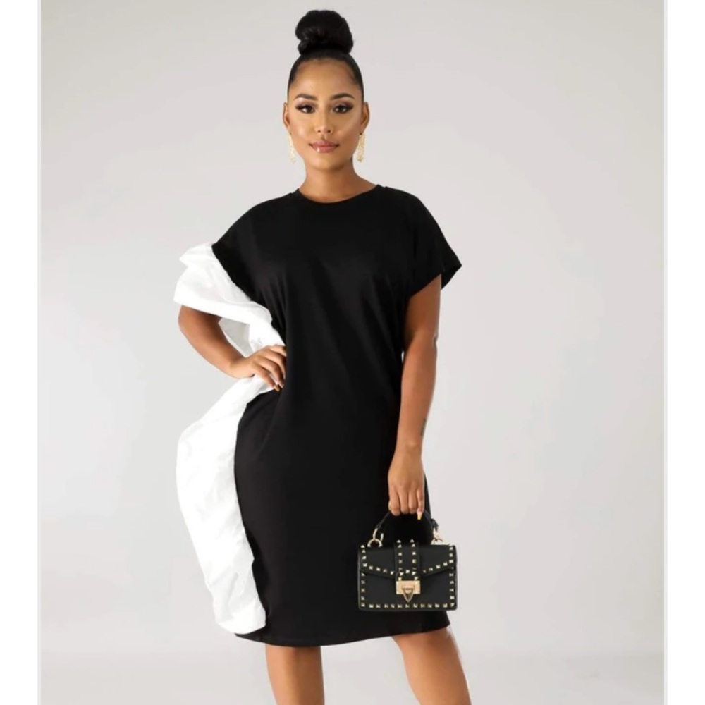WITH A TWIST BLACK AND WHITE DRESS TUNIC OVERSIZED - Picture 2 of 5